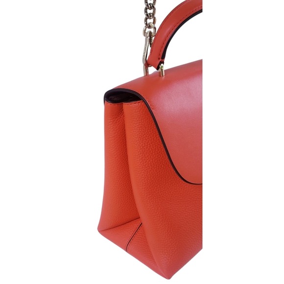 Kate Spade Orange Leather 2-in-1 Satchel or Crossbody Bag Detachable Chain Strap - Picture 4 of 15